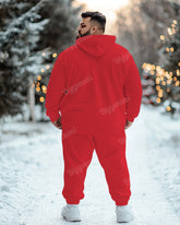 Set Package-Red Santa Claus Role Playing Hoodie Pants Set & 2025 Christmas Glasses & Fabric Basket & Santa Claus Pendant